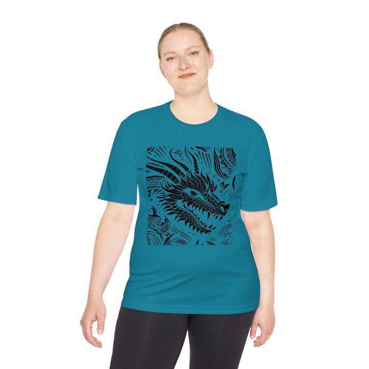 Unisex Moisture Wicking Tee - Dragon Black and White