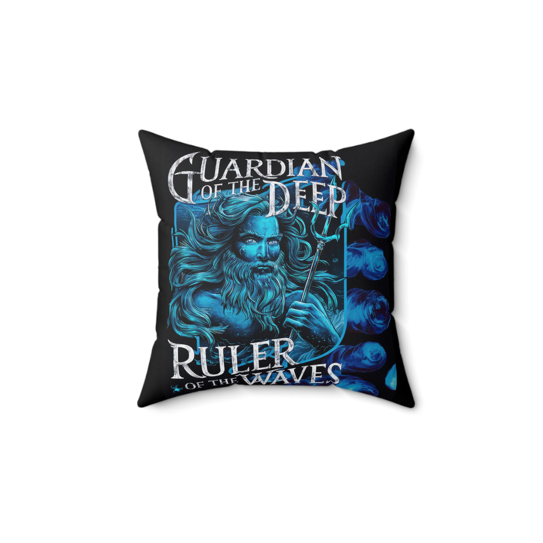 Ruler of the Waves Faux Suede Square Pillow