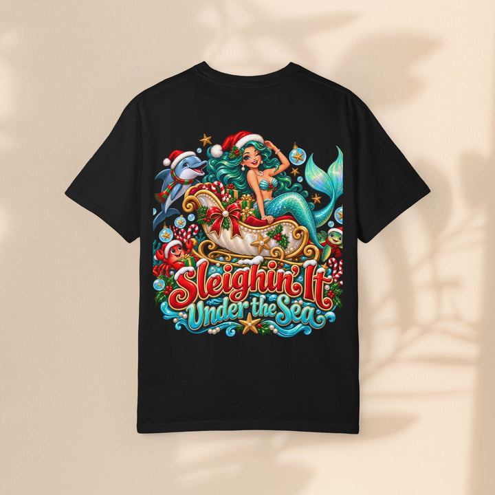 Mermaid Christmas T-Shirt – Sleighin’ It Under the Sea Holiday Tee