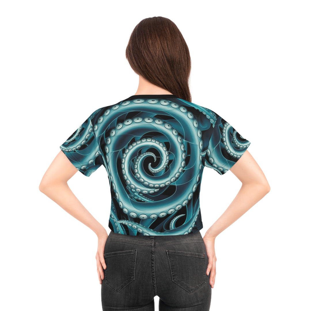 Octopus Twist Crop Tee, Unique Gift, Festival Fashion, Casual Daily Wear