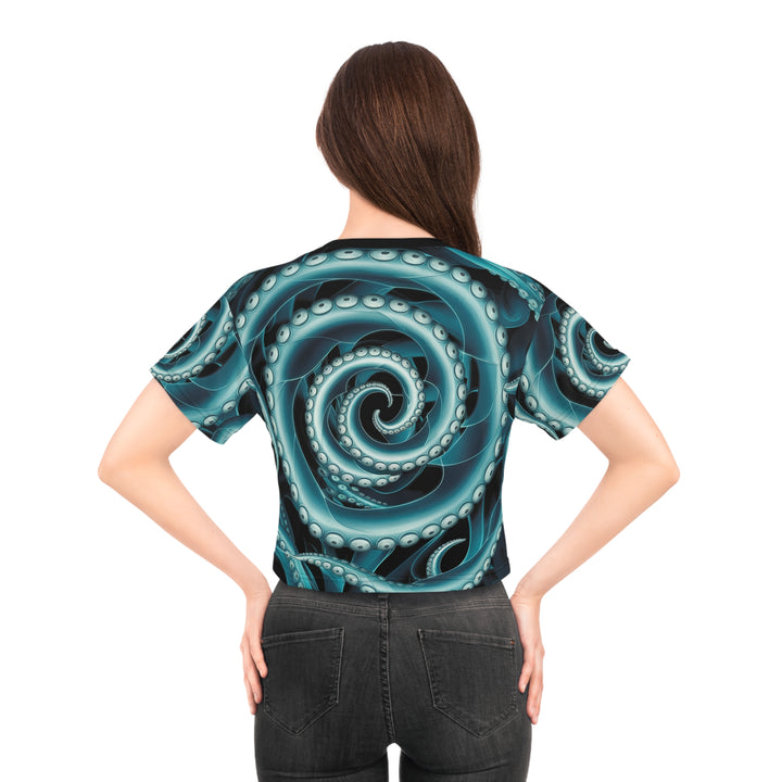 Octopus Twist Crop Tee, Unique Gift, Festival Fashion, Casual Daily Wear