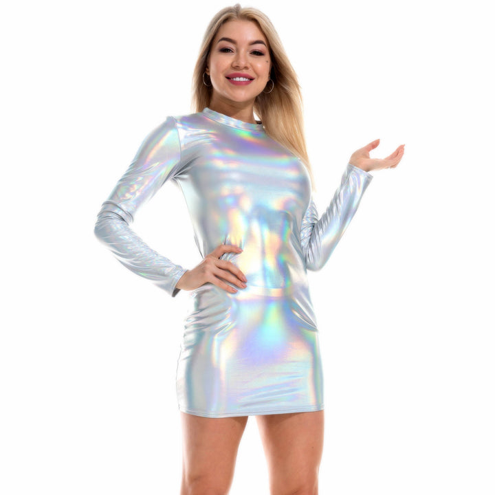 Women's Long Sleeve Bodycon Mini Dress – Crew Neck Party Dress