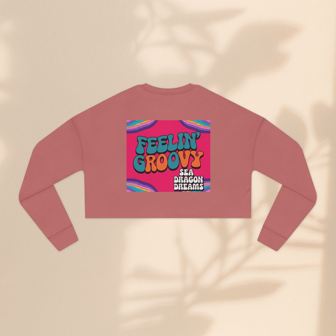 Retro 'Feelin' Groovy' Cropped Sweatshirt for Women - Perfect for Festivals and Chill Vibes
