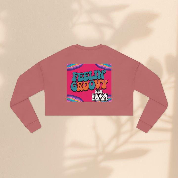 Retro 'Feelin' Groovy' Cropped Sweatshirt for Women - Perfect for Festivals and Chill Vibes