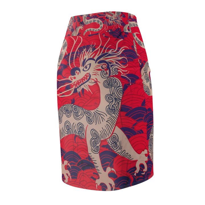 Women's Pencil Skirt - Chinese Dragon