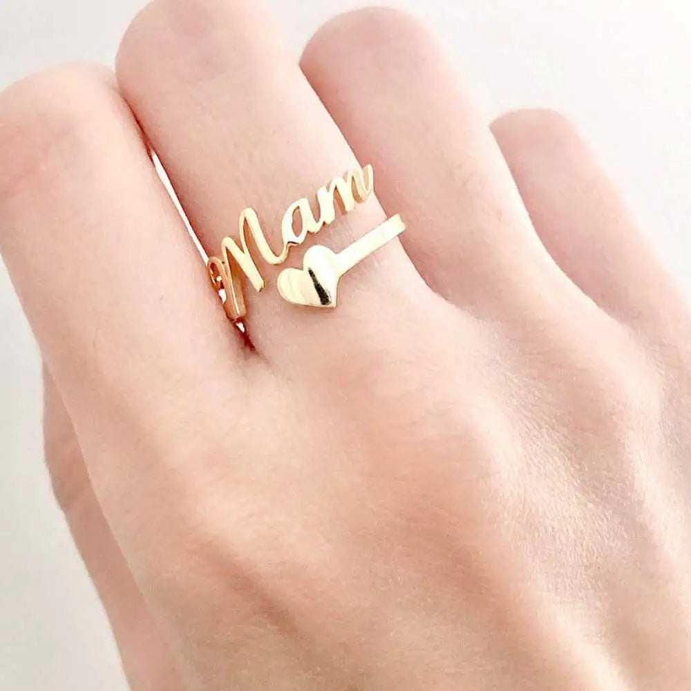 Personalized Name Heart Ring in Stainless Steel