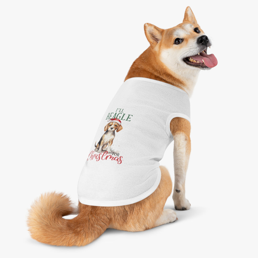 Festive Beagle Pet Tank Top - Holiday Dog Apparel - I'm Beagle for Christmas