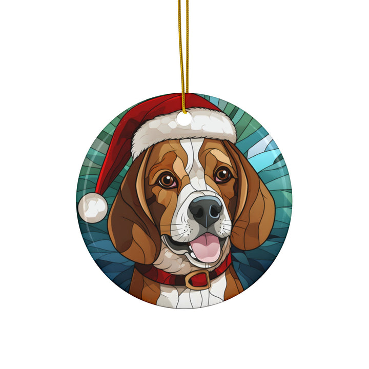 Ceramic Ornaments, 2-Side Print, (1pc, 3pcs, 5pcs, 10pcs) - Beagle Christmas