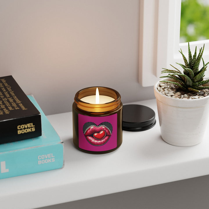 Scented Soy Candle (Multi-Size, Amber Jar) - Kiss Me