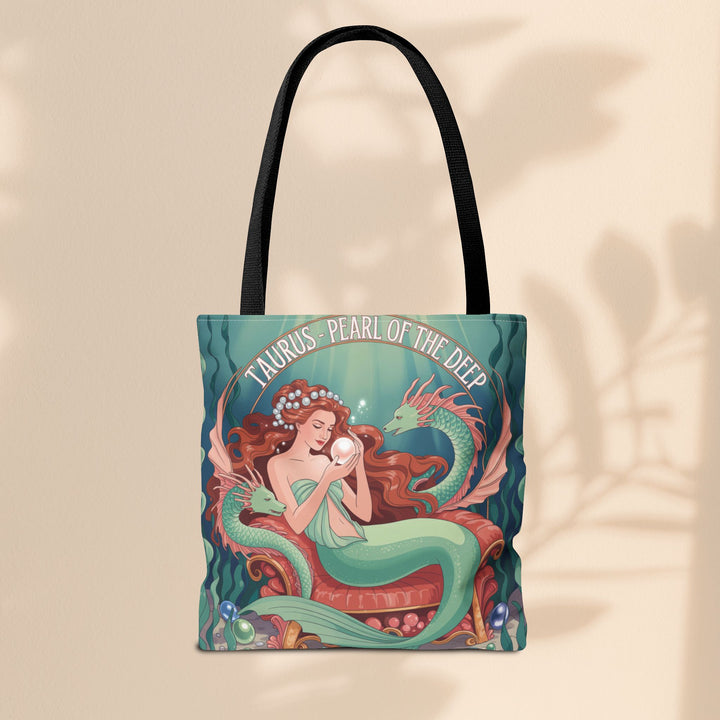 Taurus Mermaid Tote Bag, Taurus Zodiac, Ocean Lover Gift, Beach Accessory, Astrology Decor, Unique Shopping Bag