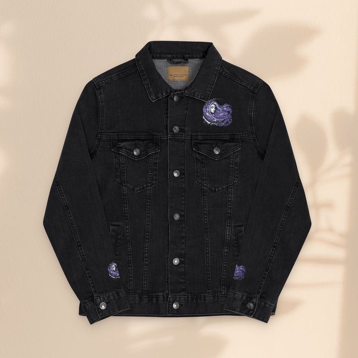 Moon Woman Bohemian Embroidered Denim Jacket – Trendy White Jean Festival Wear & Unique Gift