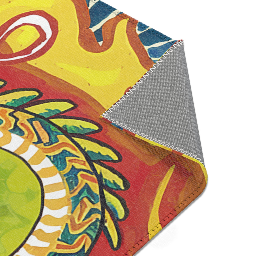 Vibrant Gold Dragon Area Rug