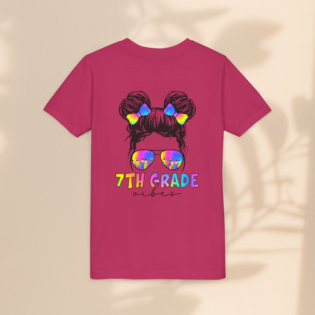 Rainbow 7th Grade Vibes Tee, Fun Youth T-Shirt, Back to School Fashion, Kids Graphic Tee, Teen Birthday Gift, Colorful Kids Wear