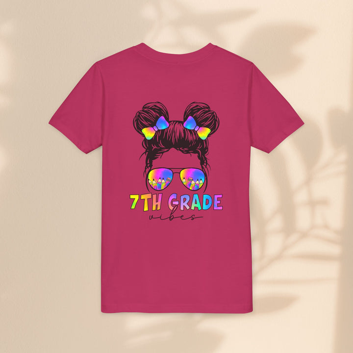 Rainbow 7th Grade Vibes Tee, Fun Youth T-Shirt, Back to School Fashion, Kids Graphic Tee, Teen Birthday Gift, Colorful Kids Wear