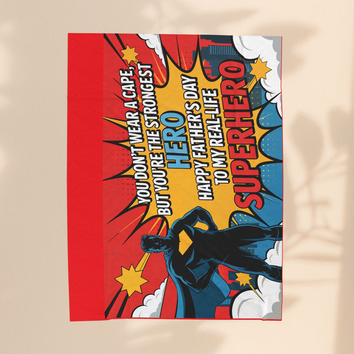 Superhero Dad Velveteen Plush Blanket - Perfect Gift for Father's Day