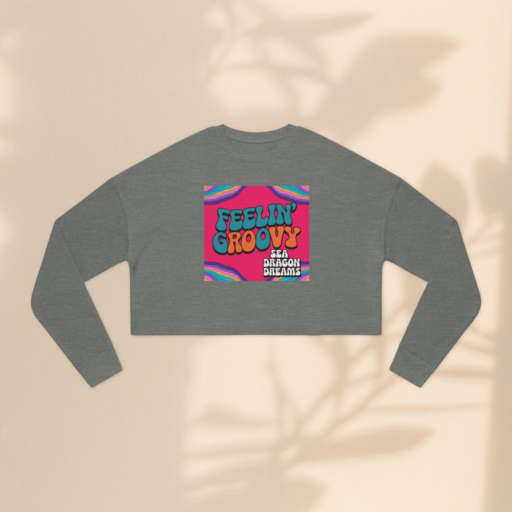 Retro 'Feelin' Groovy' Cropped Sweatshirt for Women - Perfect for Festivals and Chill Vibes