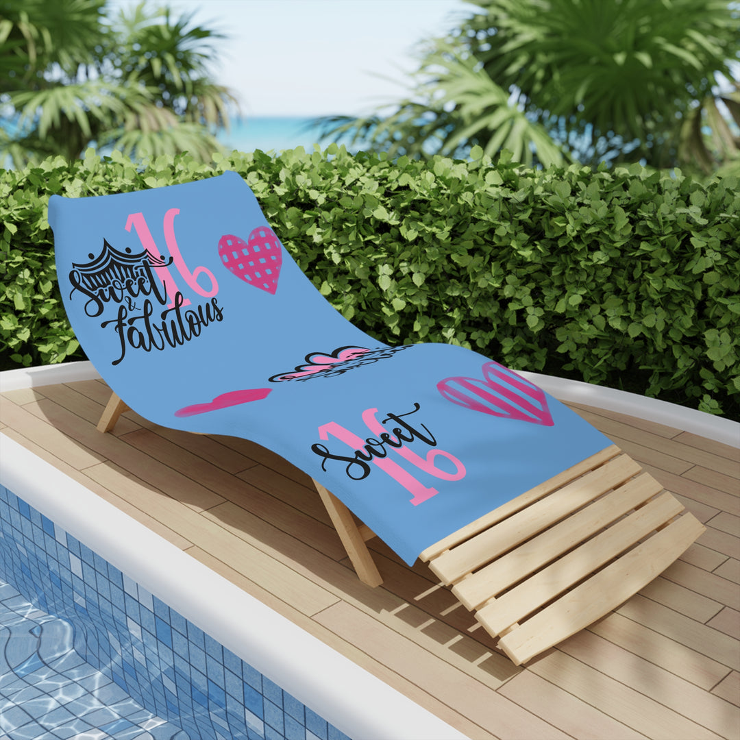Sweet Sixteen Beach Towel, Fun Pool Accessories, Birthday Party Decor, Vibrant Towels for Teens, Cute Gifts for Summer