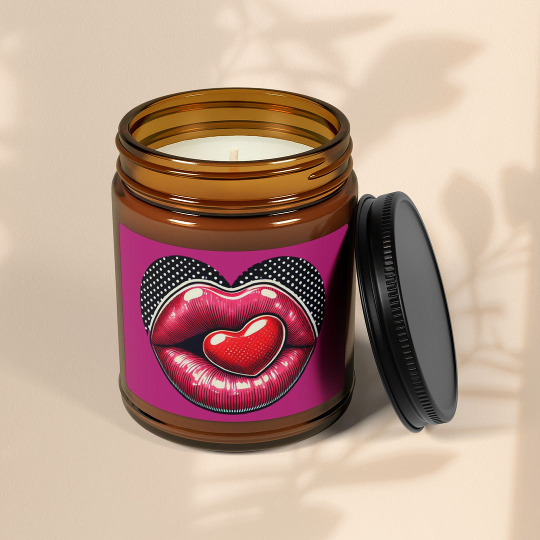 Scented Soy Candle (Multi-Size, Amber Jar) - Kiss Me