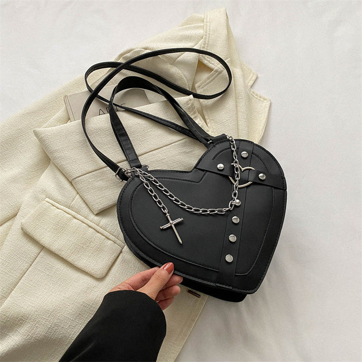 Korean-Style Heart-Shaped Crossbody Bag