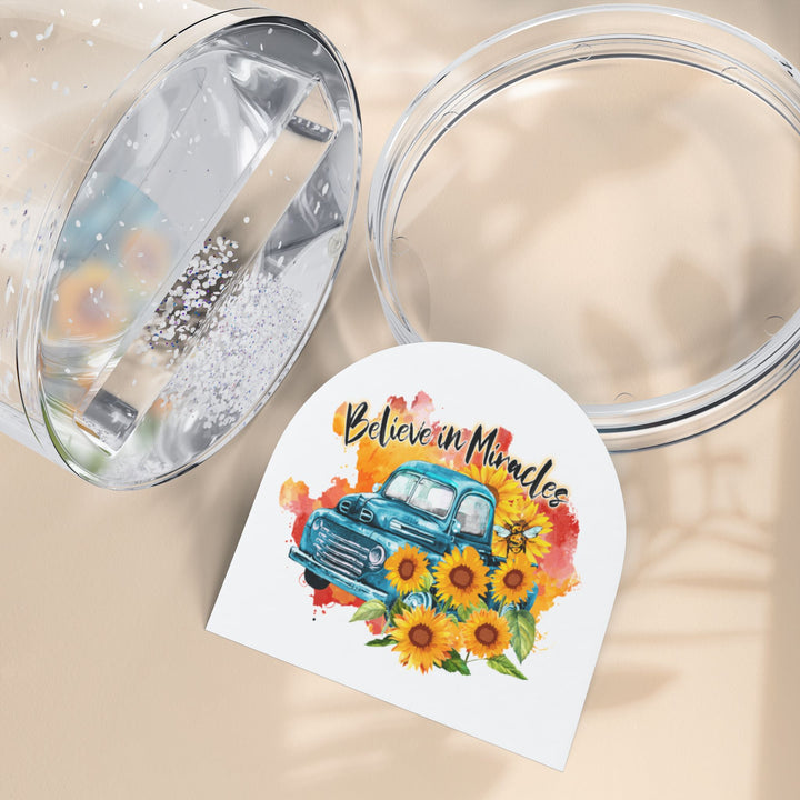 Believe in Miracles Vintage Truck Snow Globe