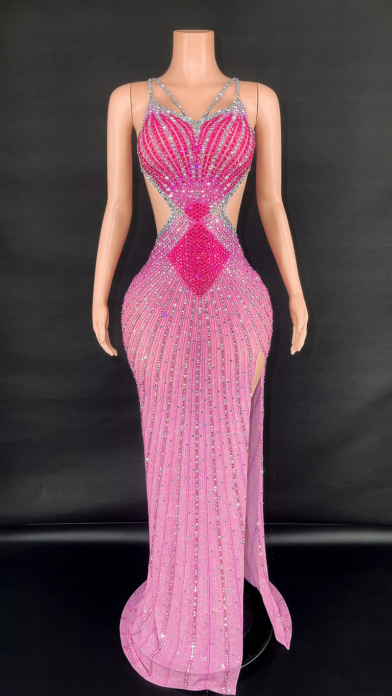 Super Shiny Rhinestone Bodycon Dress | Sleeveless Party Dress