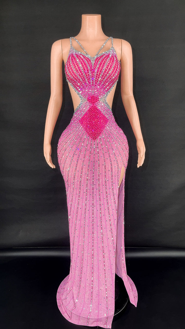Super Shiny Rhinestone Bodycon Dress | Sleeveless Party Dress