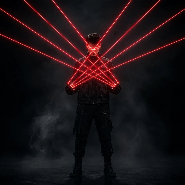 Green & Red Laser Gloves with LED Glasses Rave Set