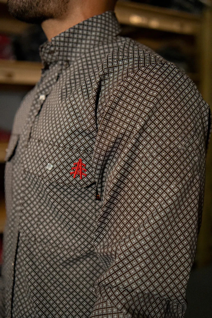 Men’s FR Pearl Snap Work Shirt – Copperhead Paisley