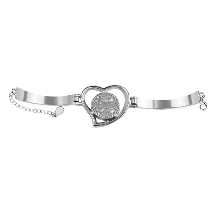 Personalized Name Heart Bangle Bracelet in Silver