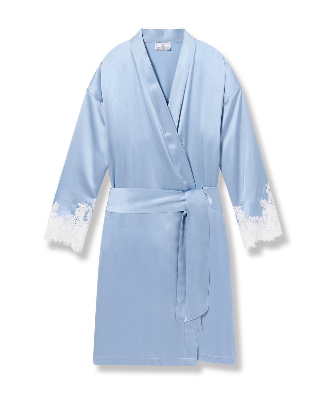 Women's Silk Lace Robe in Periwinkle