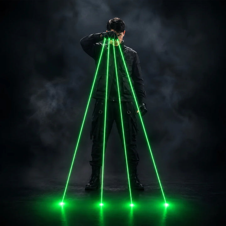Green & Red Laser Gloves with LED Glasses Rave Set