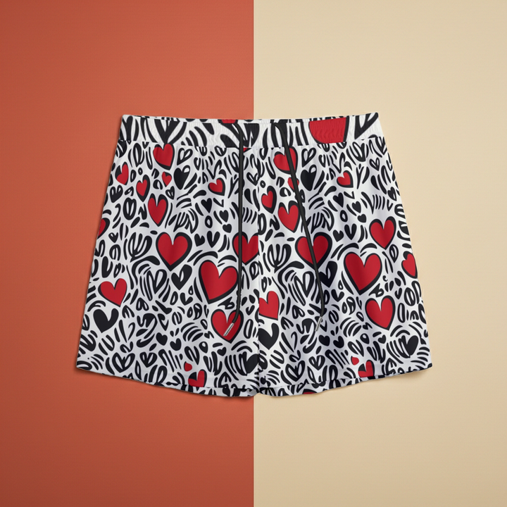 Men’s Heart Swim Shorts – Colorful Love Pattern