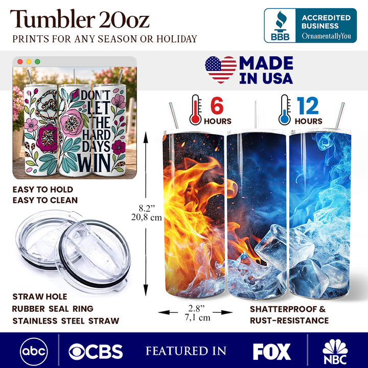 Don’t Let the Hard Days Win Personalized 20 oz Floral Tumbler
