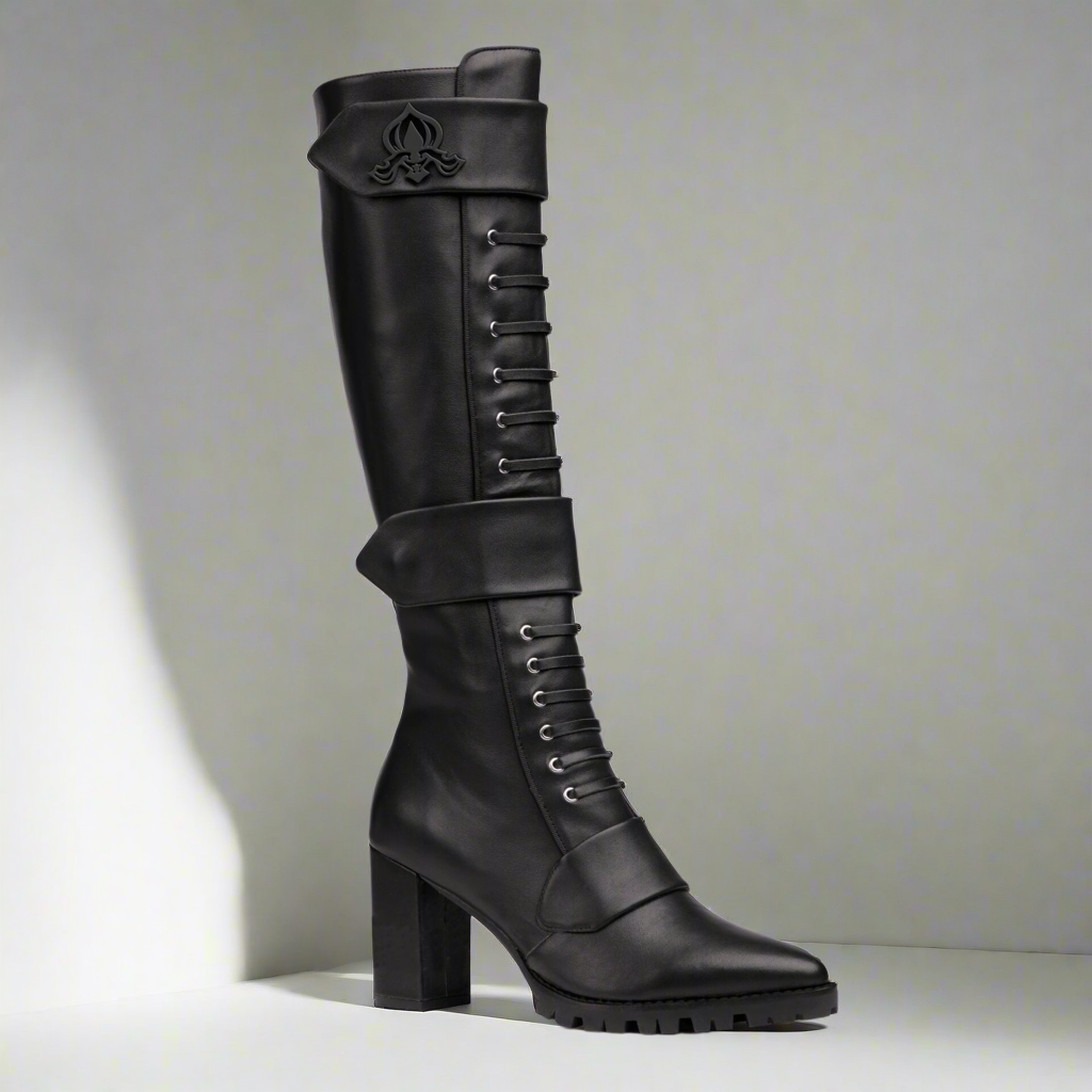 Michaela V Aspen Marta Black Italian Leather Boots