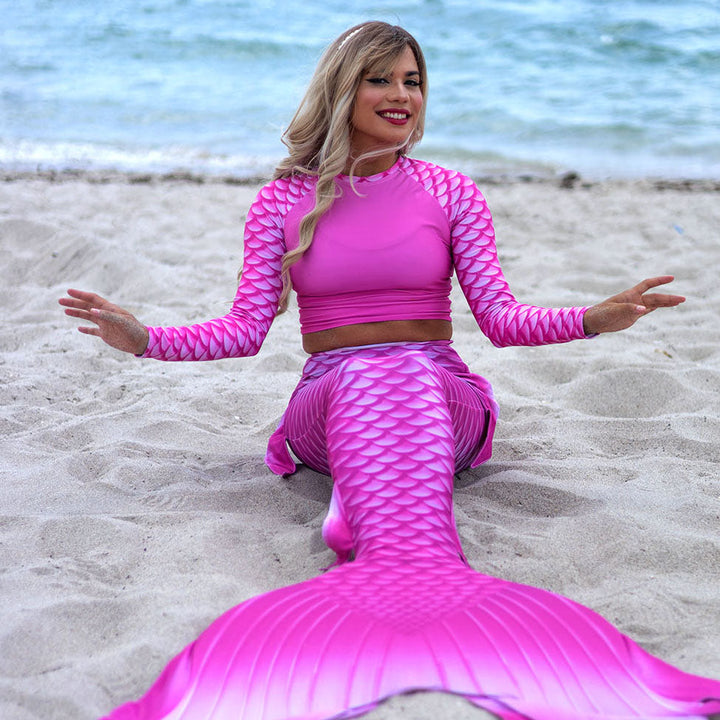 Malibu Eco-Cropped Rash Guard | UPF 50+ Recycled Mermaid Swim Top