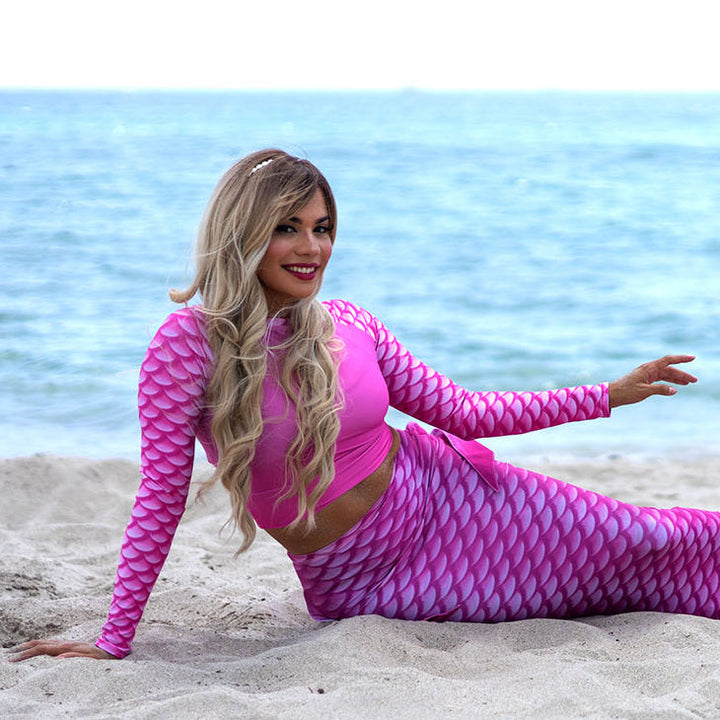 Malibu Eco-Cropped Rash Guard | UPF 50+ Recycled Mermaid Swim Top