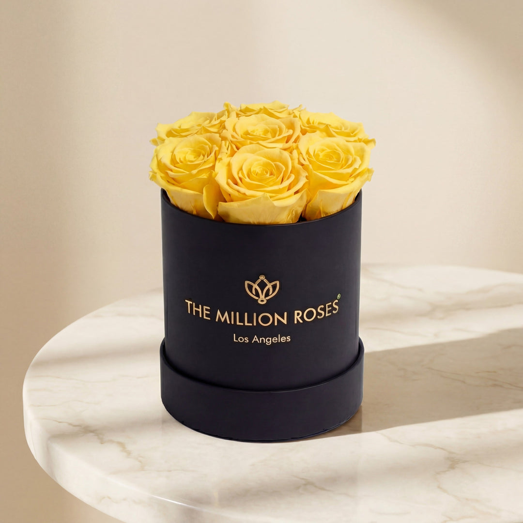 Essence Black Box with Yellow Roses – Luxury Preserved Rose Gift