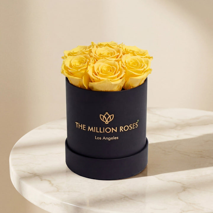 Essence Black Box with Yellow Roses – Luxury Preserved Rose Gift
