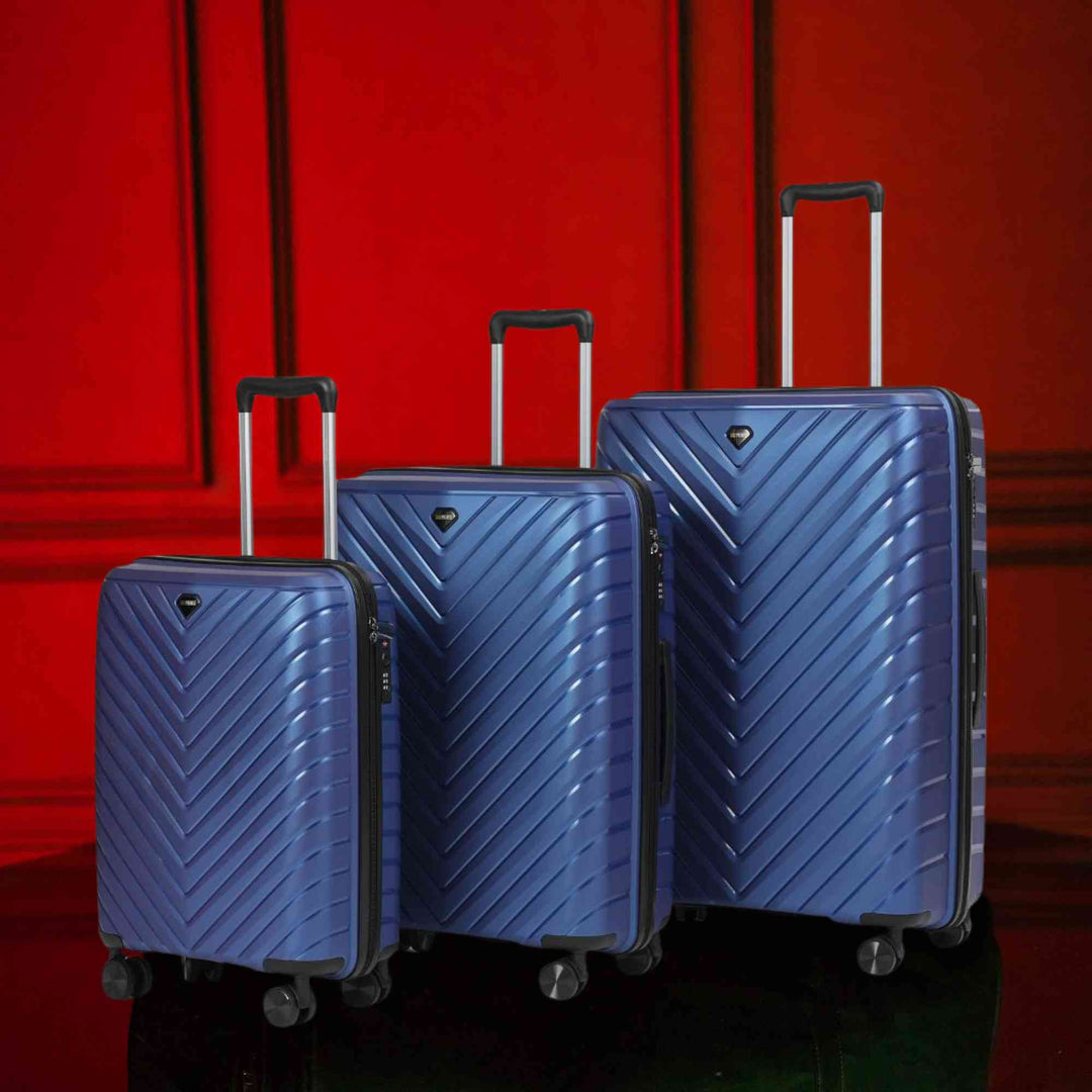 Blue Hardcase Roller Luggage Set – 3-Piece Travel Suitcase Collection