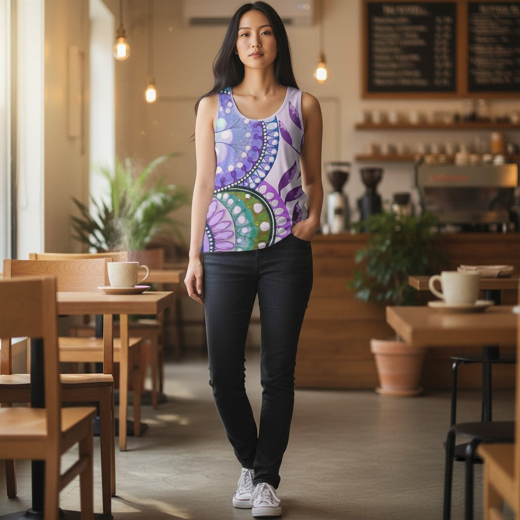 Bohemian Floral Unisex Tank Top - Art Design for Summer & Festivals