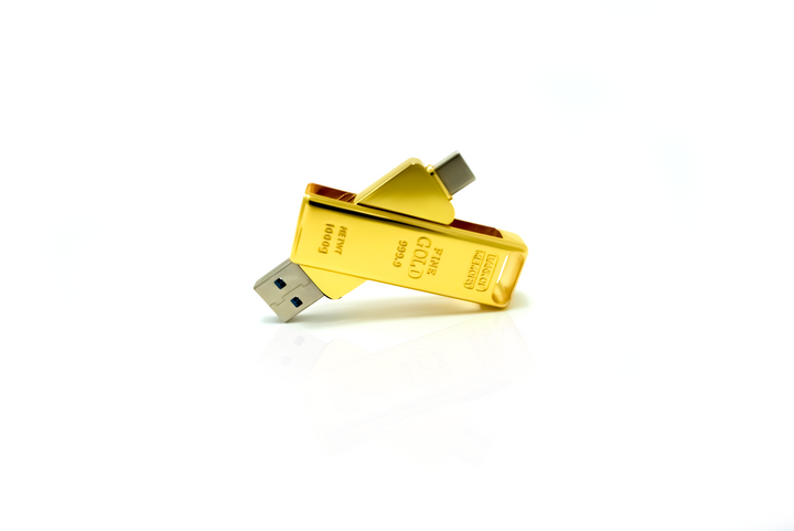 Gold Bar USB 3.1 Flash Drive | Dual USB-A & USB-C Memory Drive