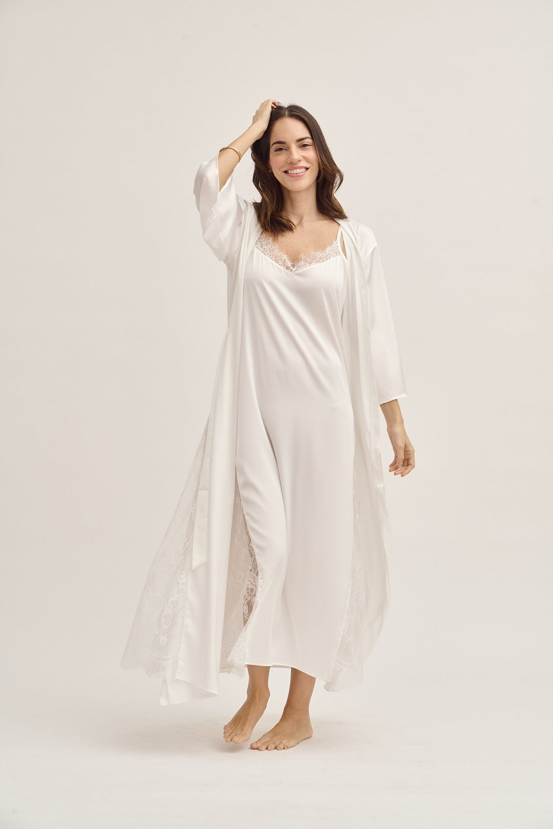 Washable Silk Bridal Kimono & Dress Set – Luxury Wedding Robe Gif
