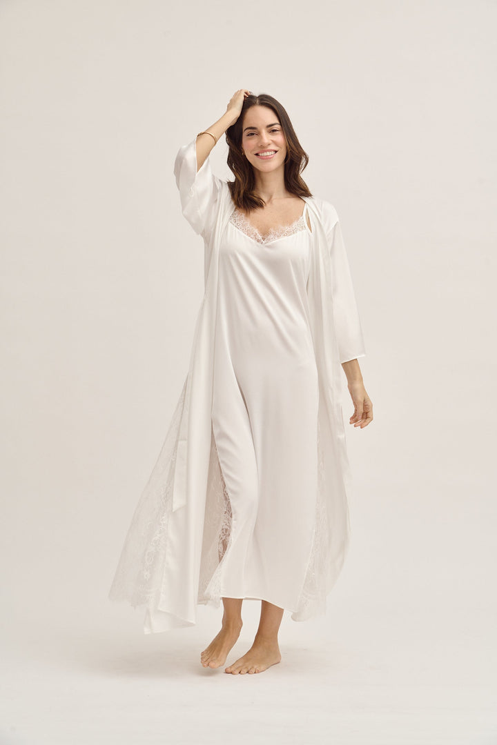 Washable Silk Bridal Kimono & Dress Set – Luxury Wedding Robe Gif