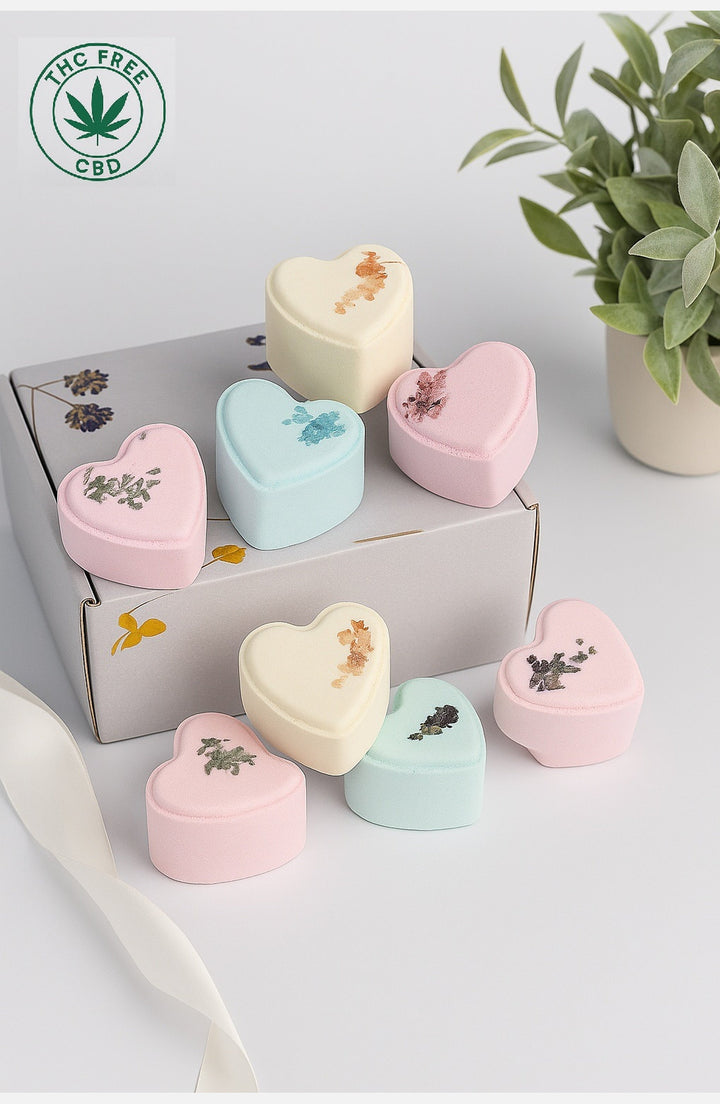 CBD Lavender Bath Bomb Gift Set | 8 Heart Bath Bombs