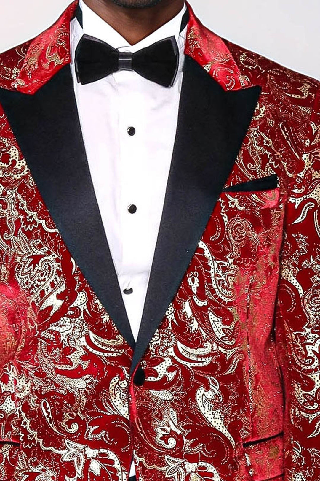 Men’s Red and Gold Patterned Stage Tuxedo Blazer | Wessi