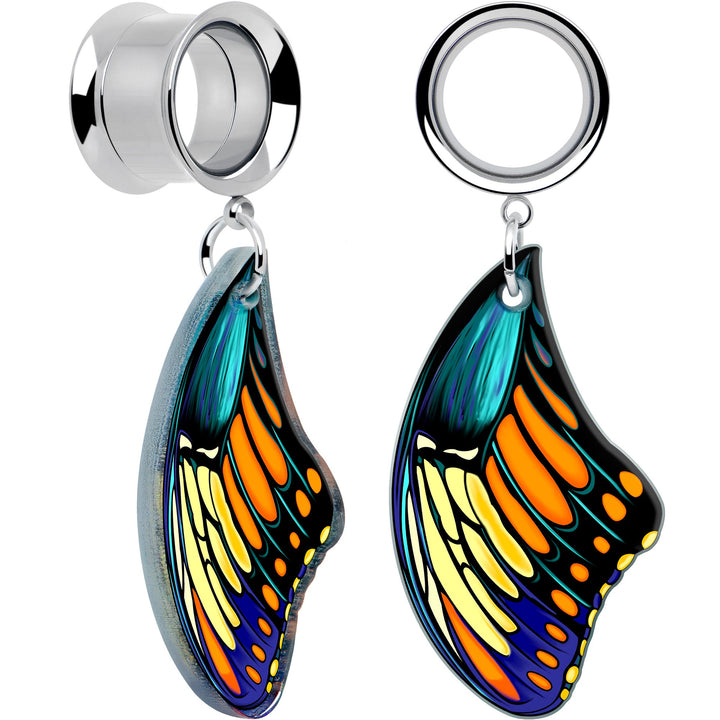 Butterfly Wing Ear Tunnels | Surgical Steel Dangle Plug Set