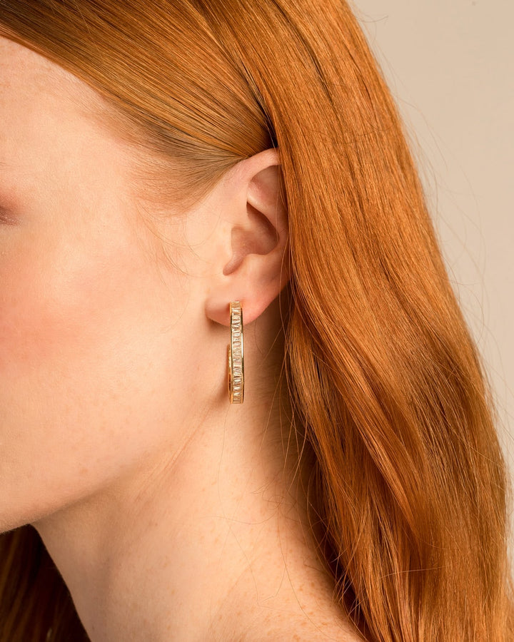 Mom Baguette Maxi Hoop Earrings – Meaningful Gift by Bryan Anthonys