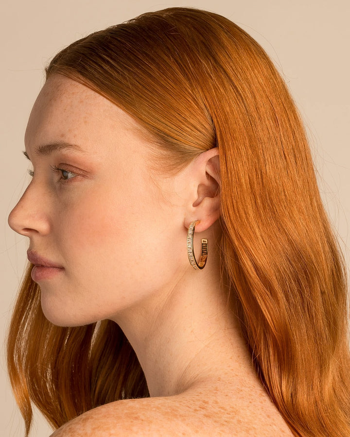 Mom Baguette Maxi Hoop Earrings – Meaningful Gift by Bryan Anthonys