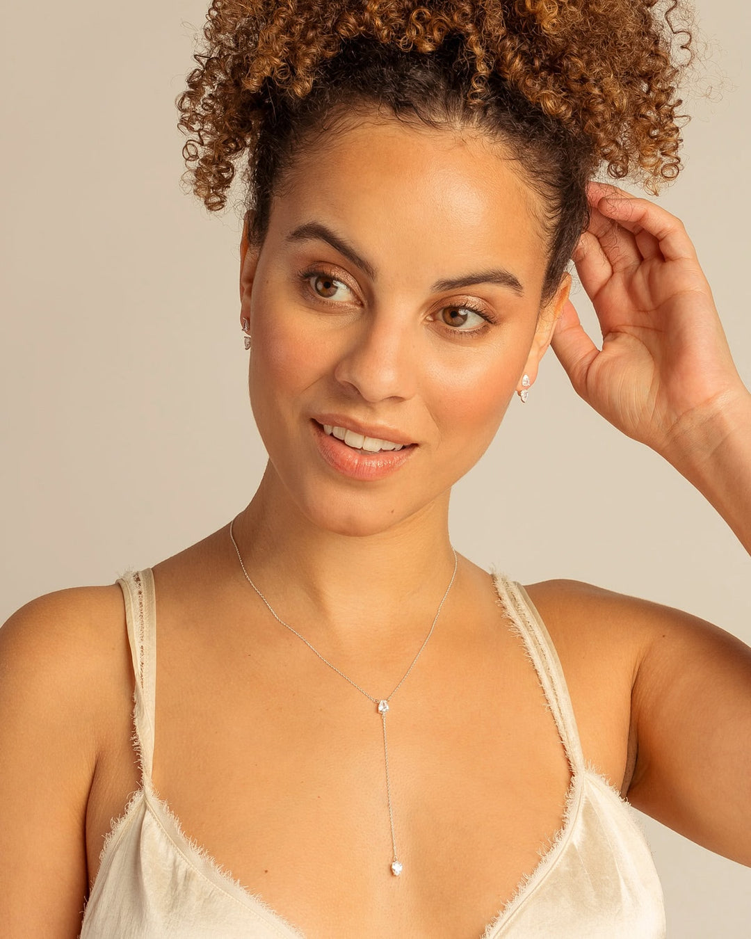 By My Side Pear Cut Lariat Necklace – Bridesmaid Gift by Bryan Anthonys