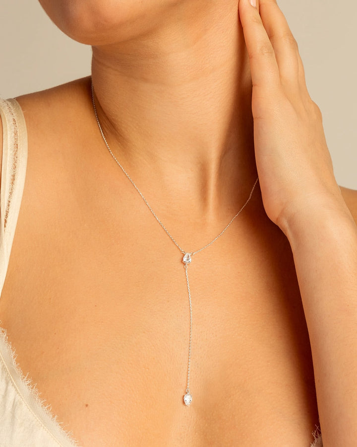 By My Side Pear Cut Lariat Necklace – Bridesmaid Gift by Bryan Anthonys